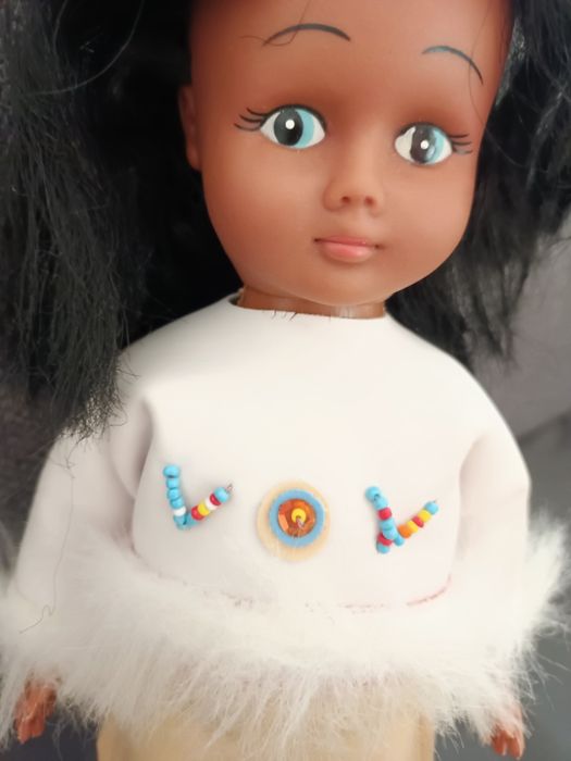 Stara lalka Indianka PRL, 29 cm