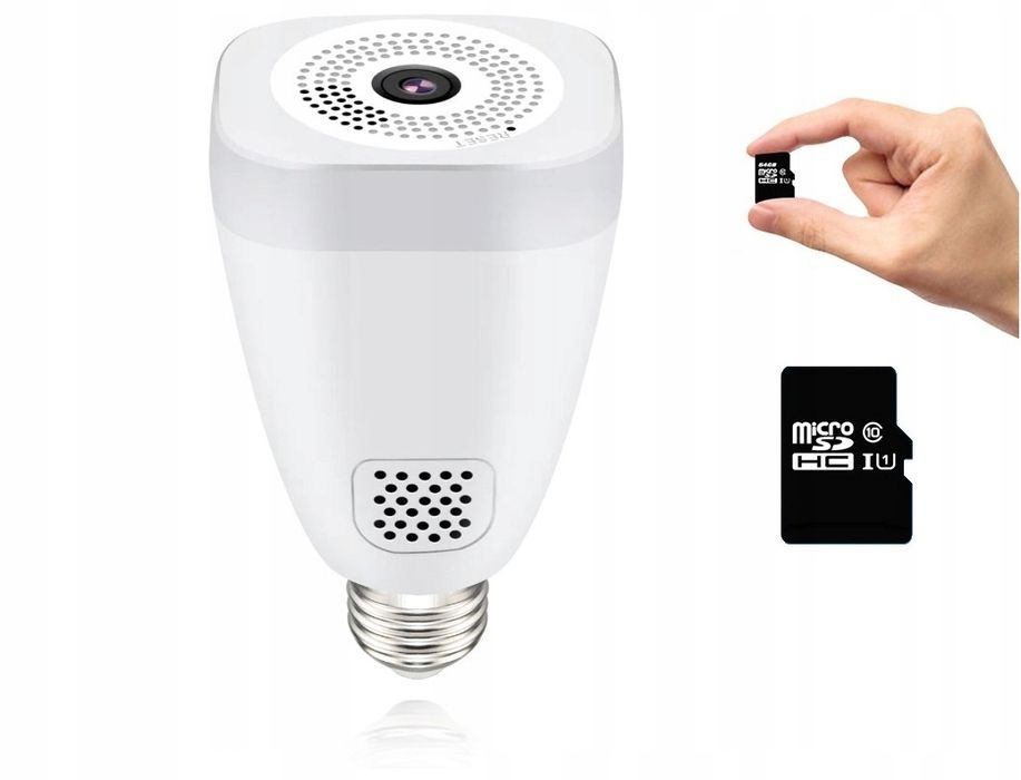 Bezprzewodowa Kamera Żarówka E27 Ip Wifi 3Mpx Led 360°