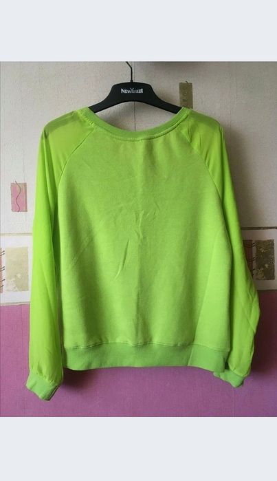 bluza , łączone materiały , tiulowe rękawy /  NEW YORKER  / rozm. s