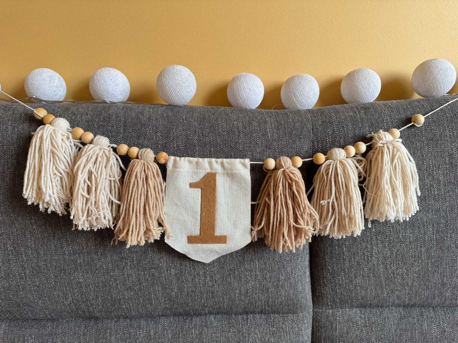 Бохо гірлянда 1 РІК, декор на День народження +ковпак