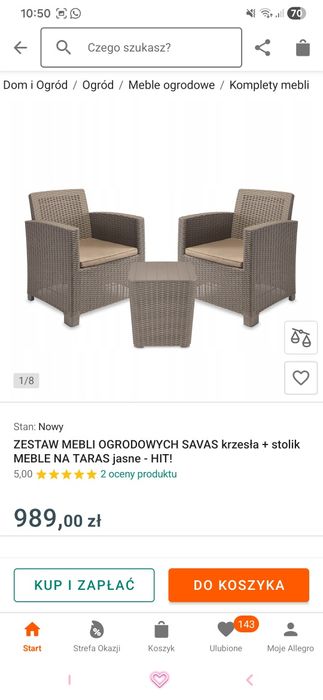 Zestaw mebli na balkon technorattan 2 fotele, schowek