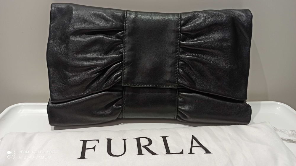 Женский клатч "Furla" Италия (оригинал) черный, кожа.