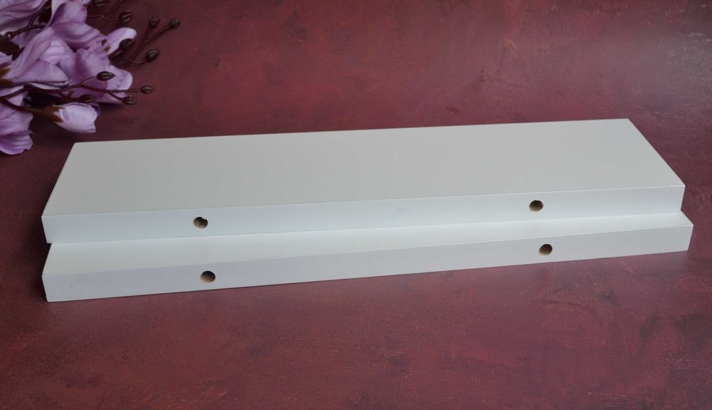 Біла пряма полка, настенная декоративная гладкая полочка