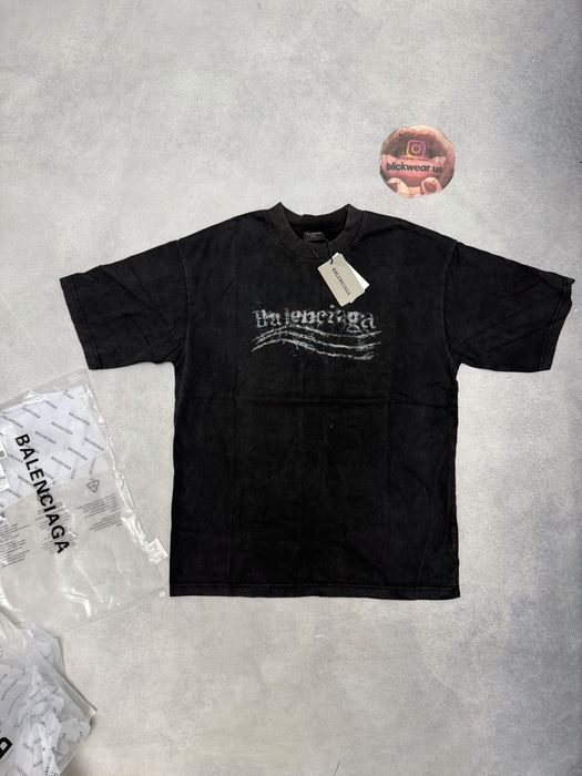 Футболка Balenciaga political logo washed tee S M L vetements rick owens project gr acne studios