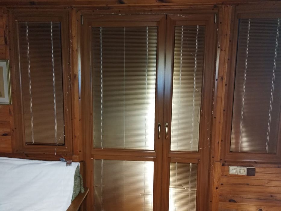 Drzwi balkonowe pcv 145 x 225 cm brązowe obustronnie ruchomych słupek