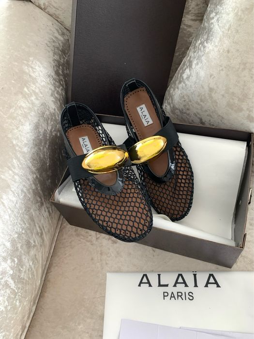 Балетки жіночі туфлі сіточка alaia чорні, білі, рожеві