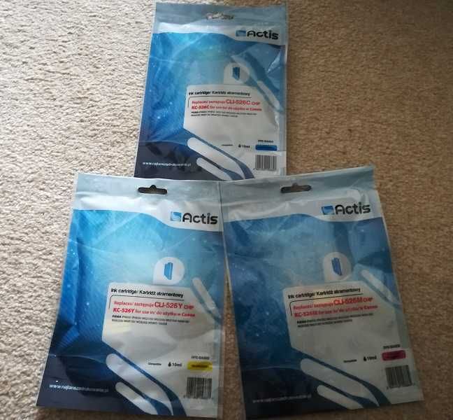 Komplet tuszy do drukarek Canon CLI-526C, CLI-526Y, CLI-526M OKAZJA!!