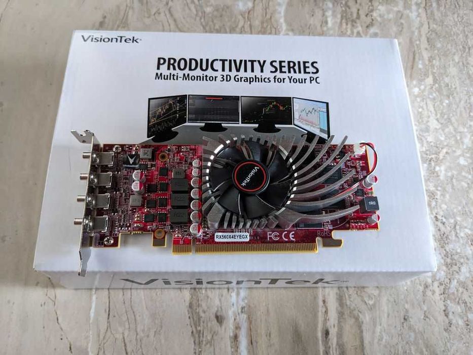Відеокарта низькопрофільна на 4 монітори 4к VisionTek Radeon Rx560