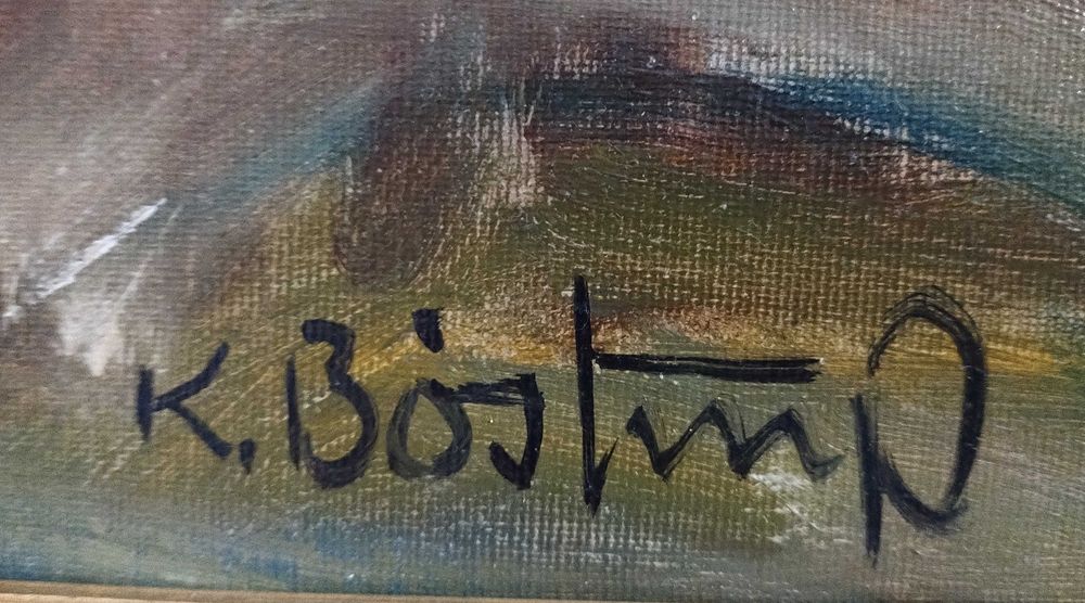 Piękny Stary Obraz Olejny Aukcyjny Knup Bostrup