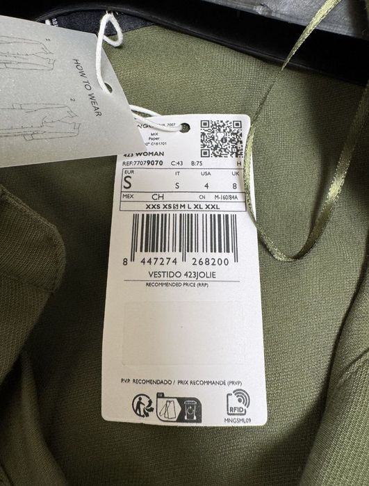 Платье макси mango с-м оливковое вискоза