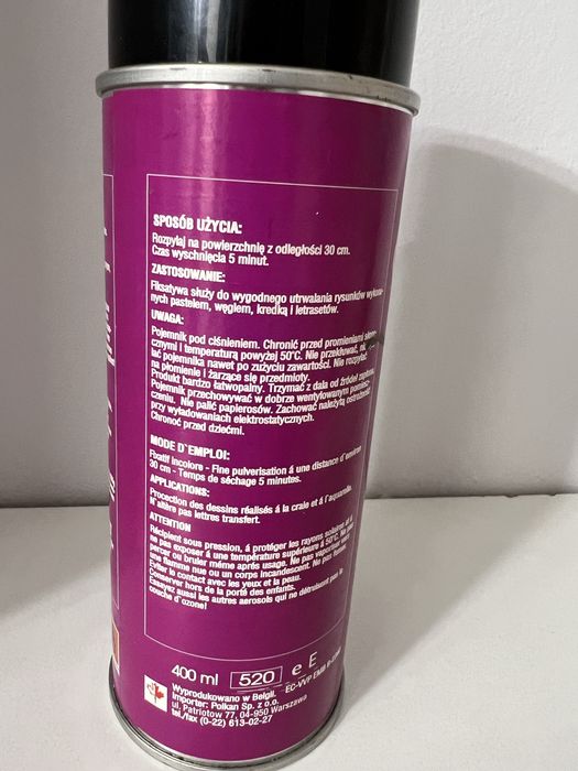 Okazja! Fiksatywa w sprayu utrwalacz do rysunków prac artystycznych
