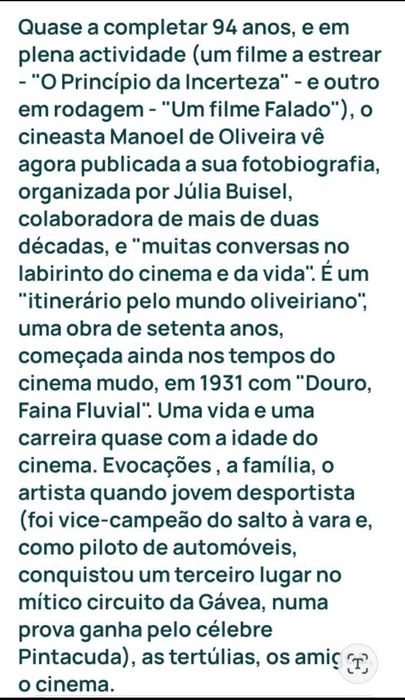 Fotobiografia de Manoel de Oliveira - livro novo