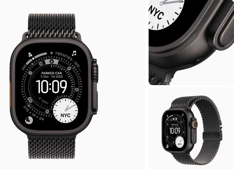 Apple Watch Ultra 3 GPS + Cellular, Caixa em titânio preto de 49 mm com Loop milanesa em titânio preto - L (Novo - Caixa Selada)