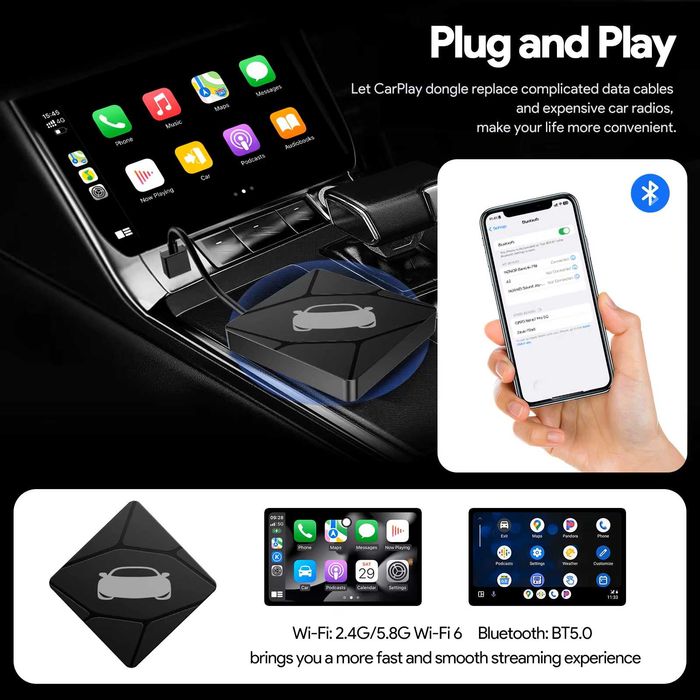 Binize Wireless CarPlay Android Auto - бездротовий
