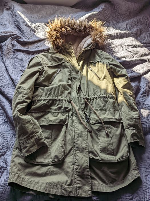 ASOS kurtka parka z podpinką M khaki zielona oliwkowa