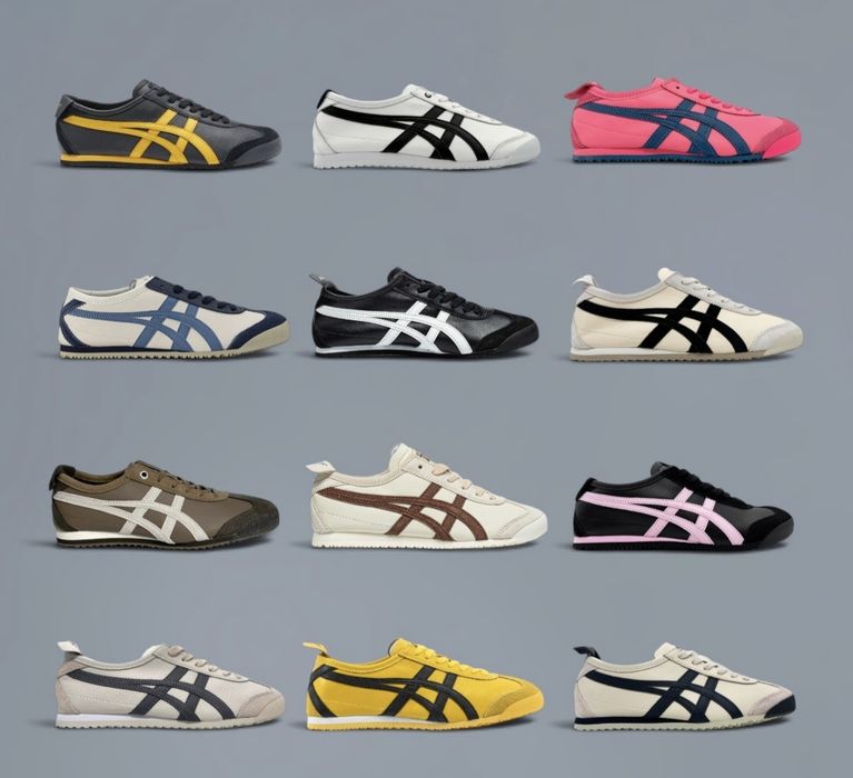 р36-45 Кросівки Asics Onitsuka Tiger mexico 66 Black white Grey Pink