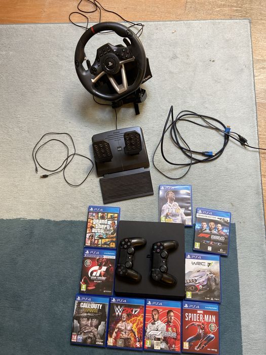 Play station 4+ volante e pedais + 9 jogos