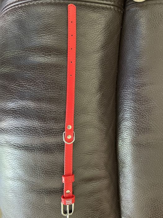 Obroża czerwona skóra