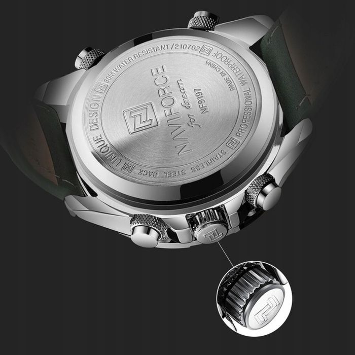 Zegarek Męski Elegancki Klasyczny Skórzany Pasek Stoper Datownik Alarm