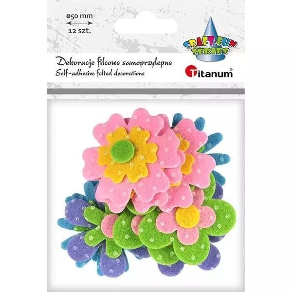 Naklejki filcowe 3D kwiaty 12szt. Titanum. Nowy Produkt
