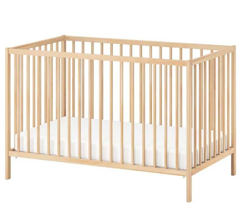 Berço 60*120 com colchão, muda fraldas e protetor de grades azul