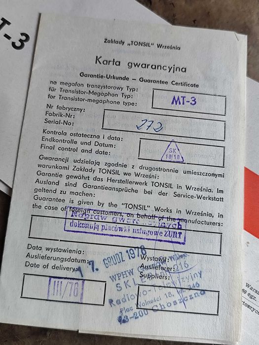 megafon Unitra Tonsil MT-3 1973r.