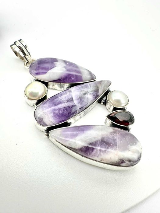 zawieszka, wisior kamień naturalny
Ametyst, perła, kwarc. Próba 925