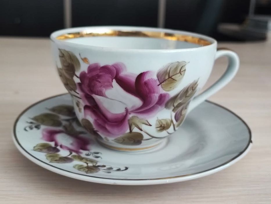 Porcelana ZSRR DUŻA filużanka ze spodkiem DUO