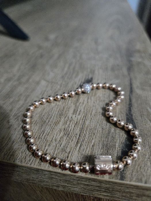 Браслет Pandora "Бісер та паве" з покриттям 14K рожевим золотом