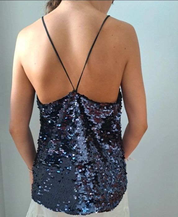 Top zara lantejoulas xs