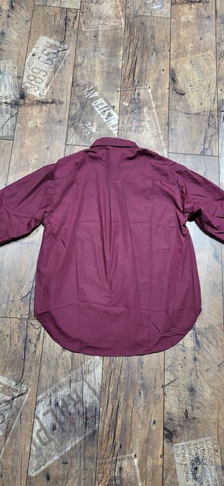 Cudowna włoska koszula bordowa bawełna oversize uni premium klasyk