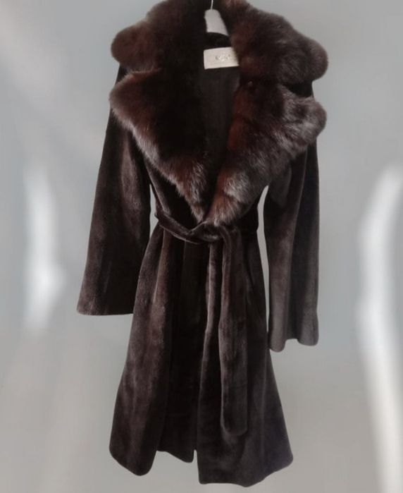 Ego MINK. Норковая (стриженая) шуба с соболем. Ог 104.Натуральная