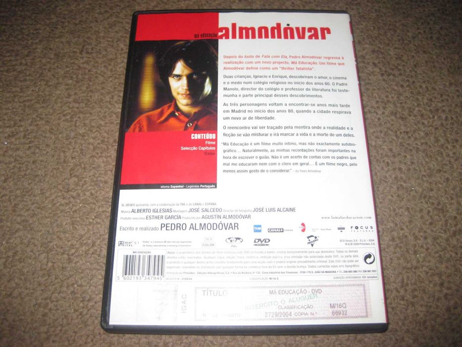 DVD "Má Educação" de Pedro Almodóvar