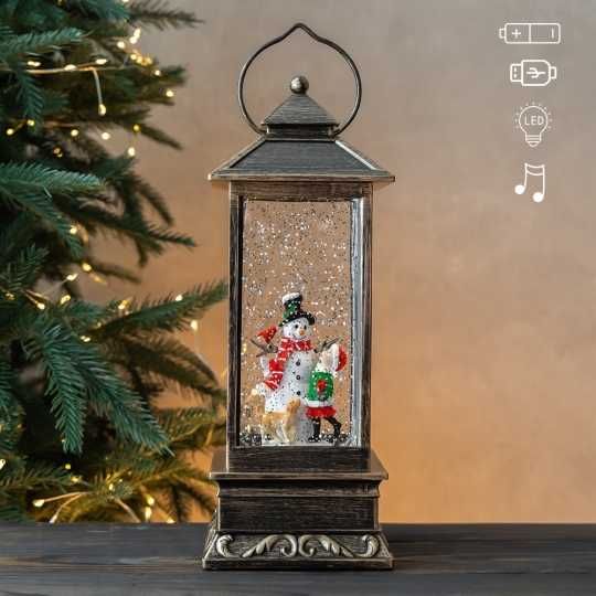 Новорічний ліхтар LED Іграшка з снігом Новогодний фонарь Музична куля