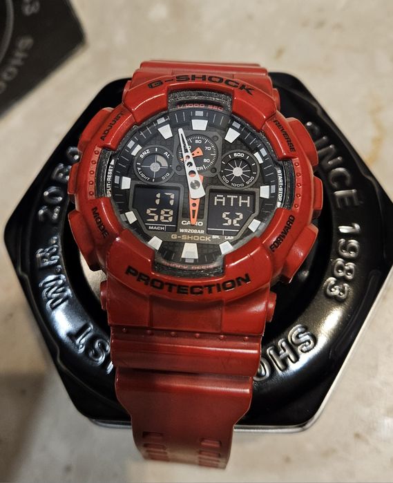 6187/25 Zegarek Casio GShock GA-100B czerwony