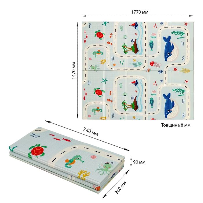 Термокилимок дитячий,складний 147см х 177см х 8мм Океан-Зростомір