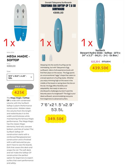 Pranchas Surftech Softops