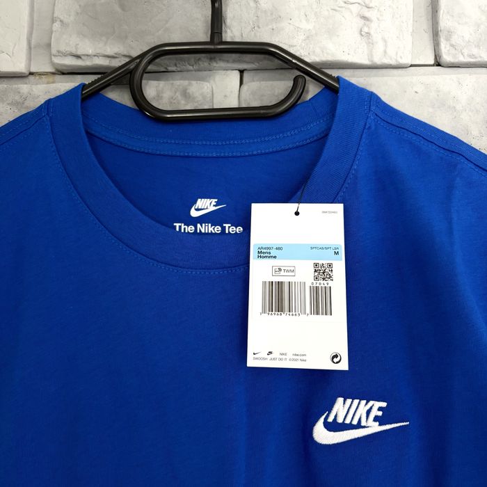 Koszulka t-shirt nike air swoosh haft logo tee niebieska blue tech drill