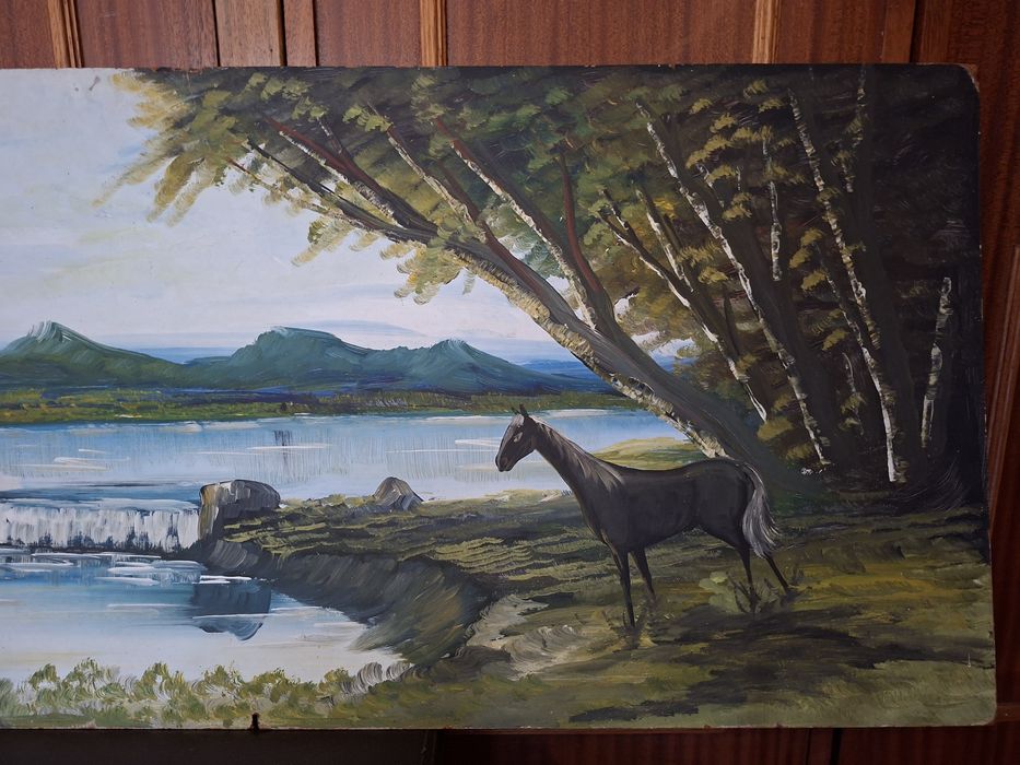 Quadro Antigo Paisagem Rústica