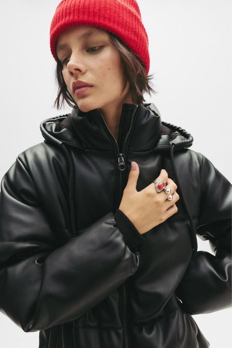 Стьобана куртка зі штучної шкіри s l