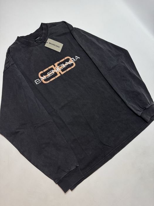 Лонгслів Balenciaga Logo M L Washed Black ERD Vetements