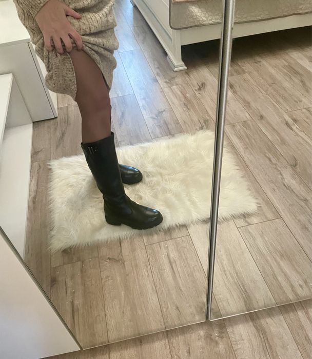 Кожаные сапоги трубы