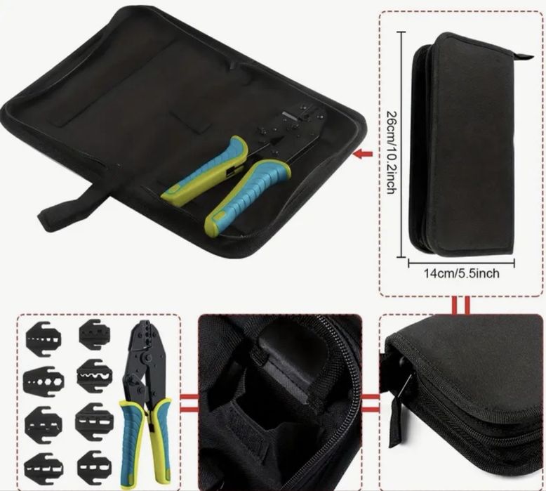 Kit Alicate de Cravar Terminais Profissional + 8 Matrizes (Novo)