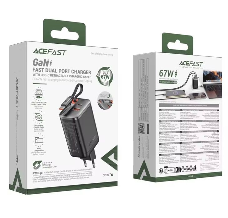 Зарядний пристрій швидкий 67 Ват із вбудованим кабелем type-c