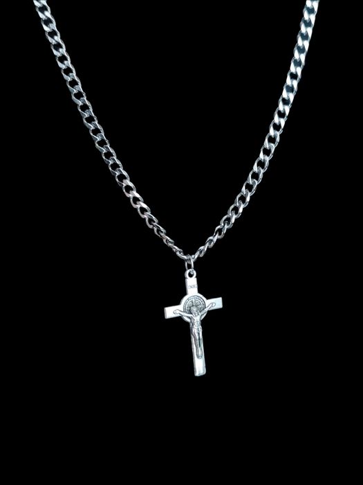 Naszyjnik pancerka 55 cm 5 mm + krzyżyk 3,8×2,2 cm stal szlachetna