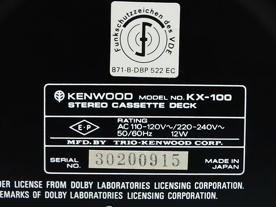 Magnetofon kasetowy KENWOOD KX-100 – Uszkodzony / Na części / Do naprawy