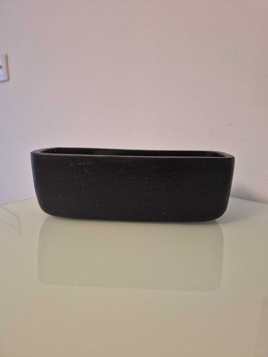Floreira ceramica preta
