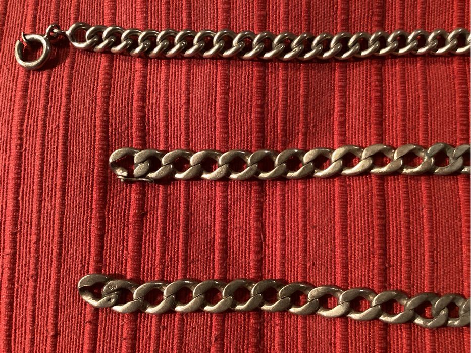 Prata 5 peças antigas. Pulseiras e cordões de relógio. Excepcional.