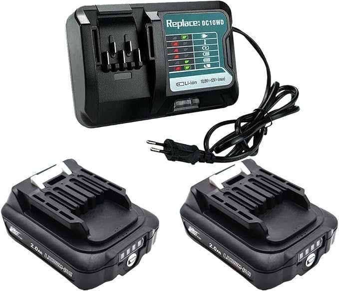 2x BL1021B 2Ah 12V CXT akumulator i ładowarka DC10WD do MAKITA DF031D