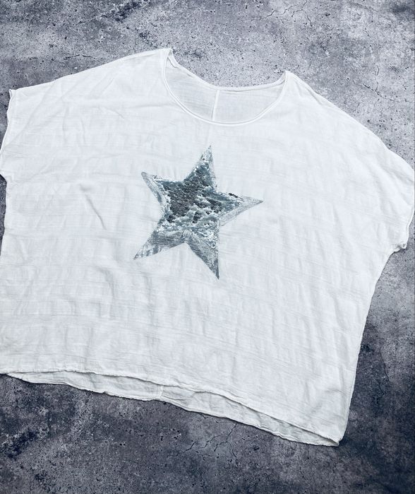 Женская итальянская белая футболка блуза oversize оверсайз